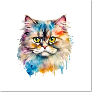 Pretty Watercolor Persian Kitty Posters and Art